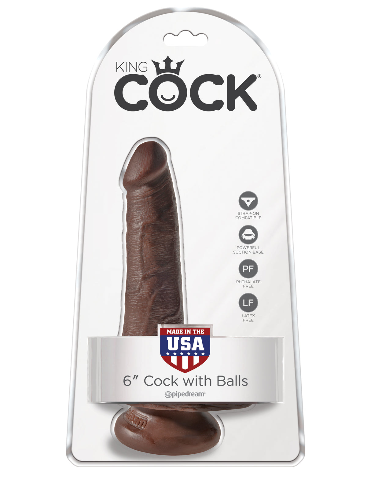Pipedream King Cock 6 Inch Realistic Dildo with Suction Cup — Brown - PD5531-29