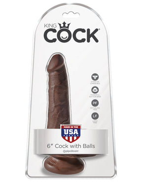 Pipedream King Cock 6 Inch Realistic Dildo with Suction Cup — Brown - PD5531-29