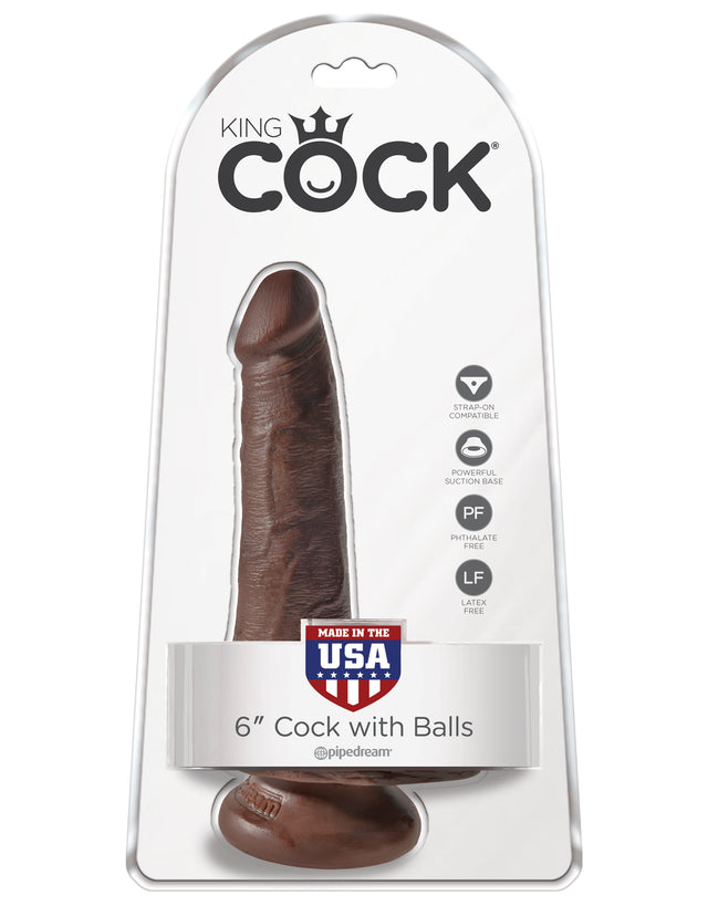 Pipedream King Cock 6 Inch Realistic Dildo with Suction Cup — Brown - PD5531-29