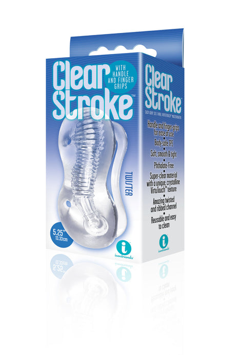 Icon Brands Clear Stroke Twister Masturbator — Transparent TPE Sleeve - ICB2628-2