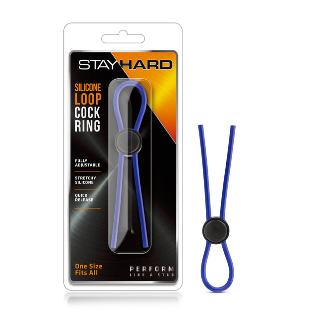 Blush Stay Hard Silicone Loop Cock Ring - Blue - BL-31092