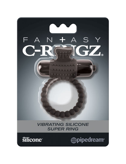 Fantasy C-Ringz Vibrating Silicone Super Ring Black by Pipedream