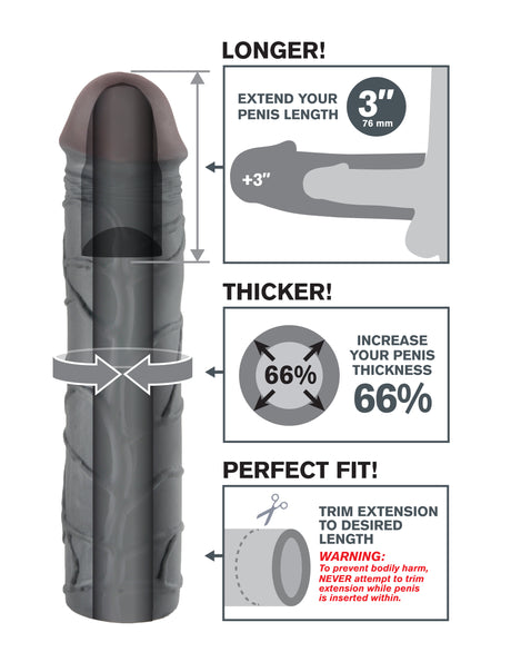 Pipedream Fantasy X-Tension Mega 3-Inch Penis Extension — Black - PD4115-23