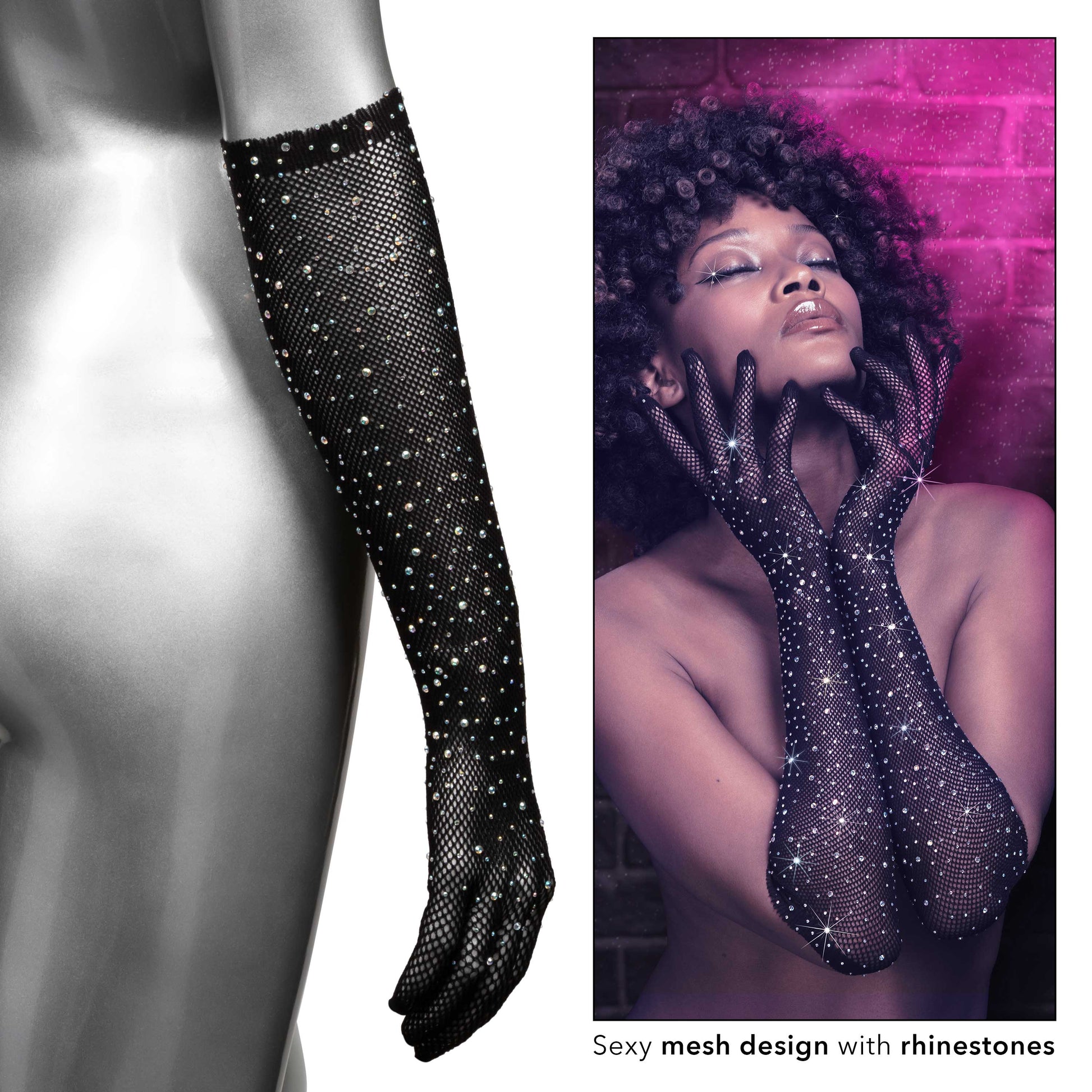Radiance Full Length Gloves - Black by CalExotics