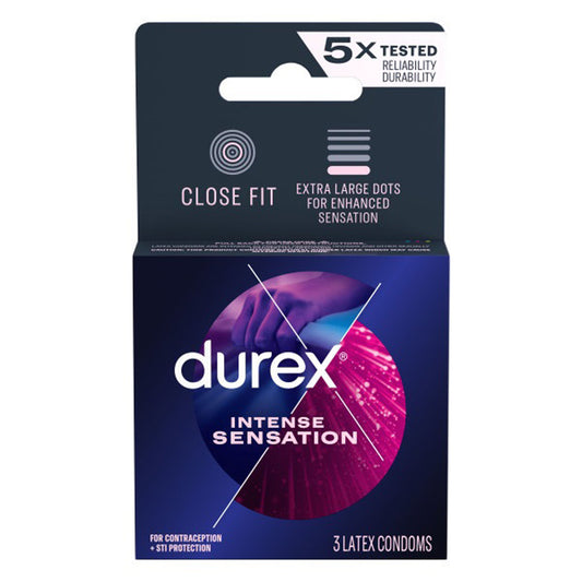 Paradise Marketing Durex Intense Sensation Condoms — Studded Lubricated, 3 Pack - PM9658