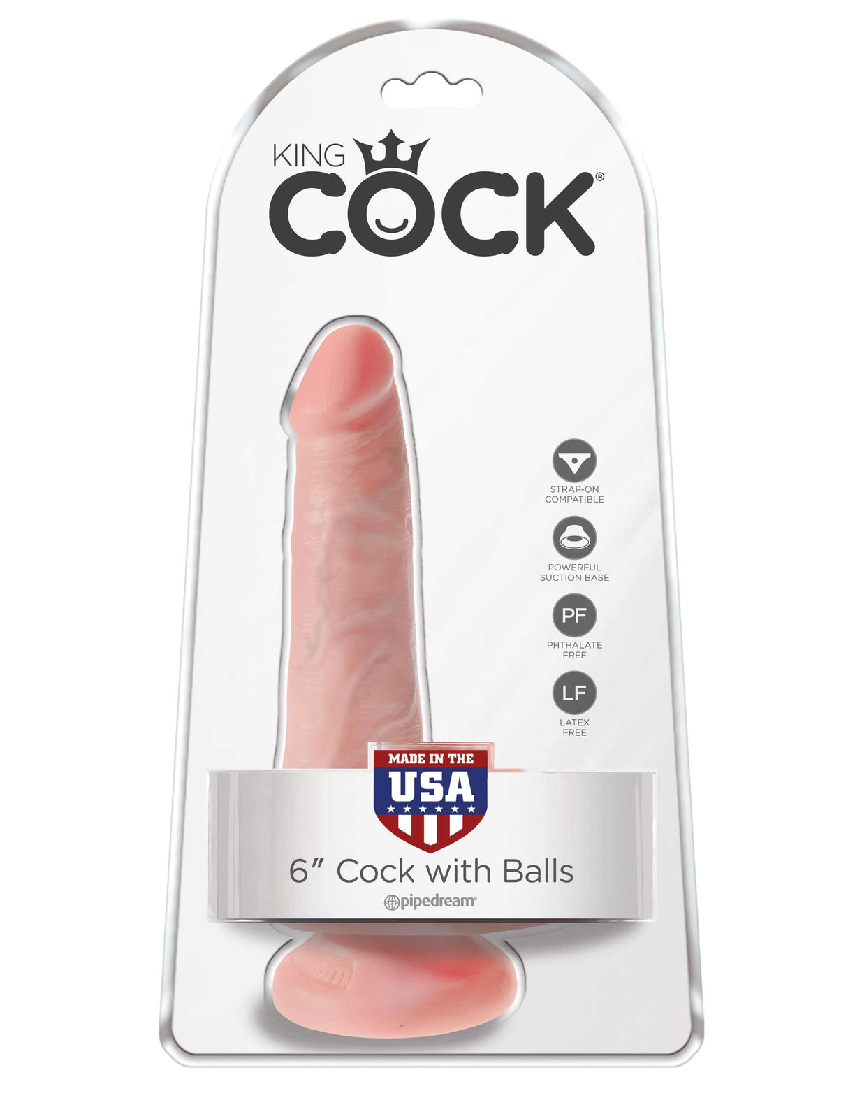 Pipedream King Cock 6 Inch Dildo with Suction Base — Light - PD5531-21
