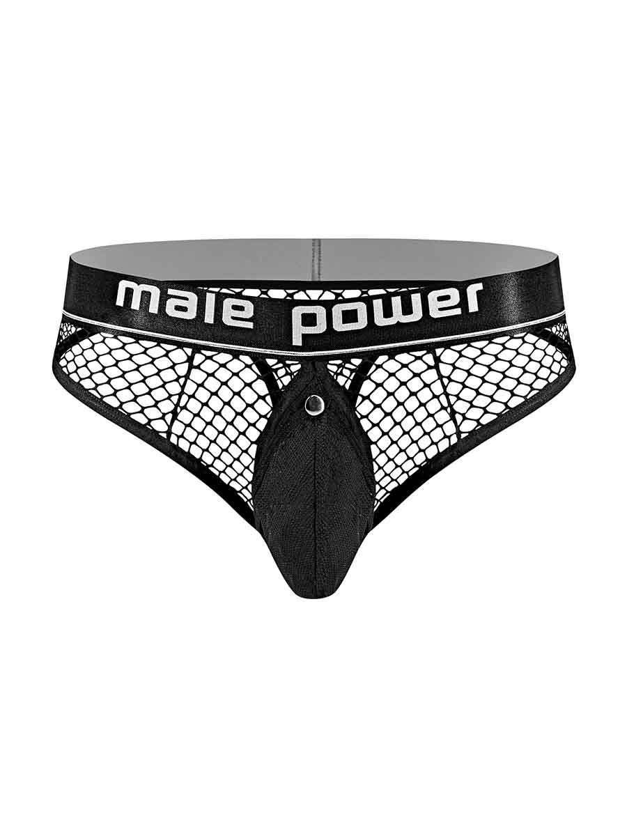 Cock Pit Net Cock Ring Thong - S/ M - Black by Male Power