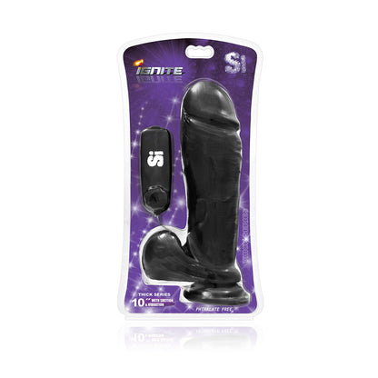 Thick Series 10" Thick Cock W/balls, Egg, & Suction - Black by SI Novelties