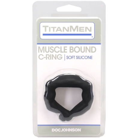 Doc Johnson Titanmen Muscle Bound Cock Ring — 2.5 in (6.4 cm) Black - DJ3503-08-CD