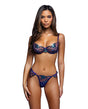 Electric Shimmer Metallic Two-Tone Floral Embroidered Lace & Satin Bra & Panty - Violet XS by Roma Confidential