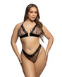 Corporate Crush Mesh & Lace Bralette w/Thong 2 pc Set - Leopard 1X/2X by Roma Confidential