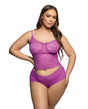 Lacy Lounger Floral Lace Camisole w/Matching Shorts - Fuchsia 1X/2X by Roma Confidential