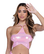 Metallic Iridescent Star Tie Top - Pink LG by Roma Confidential