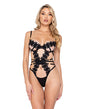Ebony Rose Floral Guipure Lace Trim Teddy Black LG by Roma Confidential