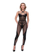 Flirty Fetish Fishnet & Faux Leather Catsuit w/Satin Trim Black LG by Roma Confidential
