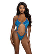 Embossed Velvet Ring Bodysuit - Turquoise O/S by Roma Confidential