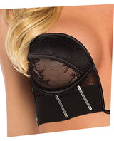 Belle Noir Chantilly Lace and Satin 2 pc Bustier Set - Black LG by Roma Confidential