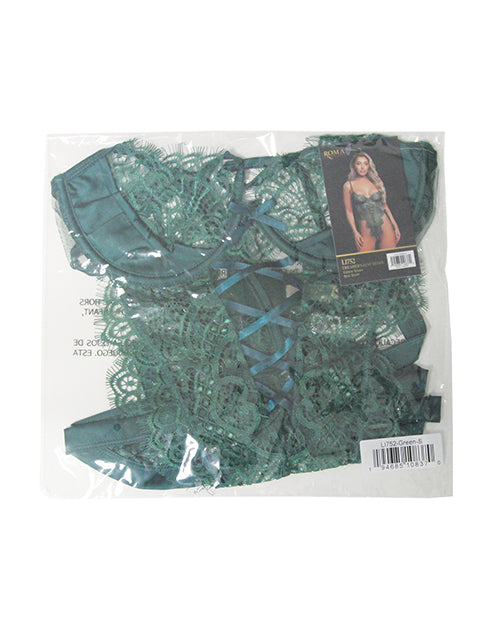 Dreamer's Lust Lace and Satin Teddy - Green 1X by Roma Confidential