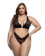 Fever Dream Chantilly Eyelash Lace and Stretch Satin Bralette w/Thong - Black 1X by Roma Confidential