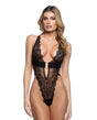 Fever Dream Chantilly Eyelash Lace and Stretch Satin Teddy - Black MD by Roma Confidential