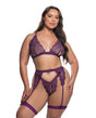 Floral Lace Fetish 2 pc Set - Purple 1X/2X by Roma Confidential