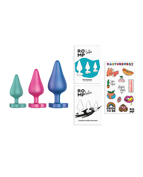 ROMP Luster Butt Plug Kit, Multi Color, 3 Sizes