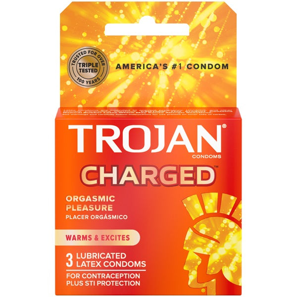 Paradise Marketing Trojan Charged Intensified Orgasmic Pleasure Condoms - 3 Pack - TJ95701