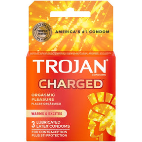 Paradise Marketing Trojan Charged Intensified Orgasmic Pleasure Condoms - 3 Pack - TJ95701