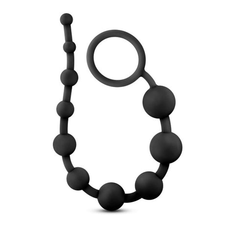 Blush Anal Adventures Platinum Silicone 10 Anal Beads — Black - BL-11015