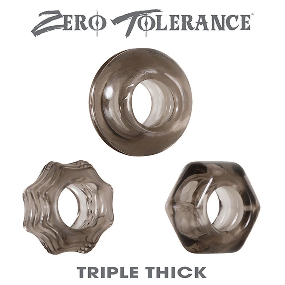 Evolved Novelties Triple Thick Cock Rings — 3-Pack Assorted Shapes - ZE-CR-3237-2