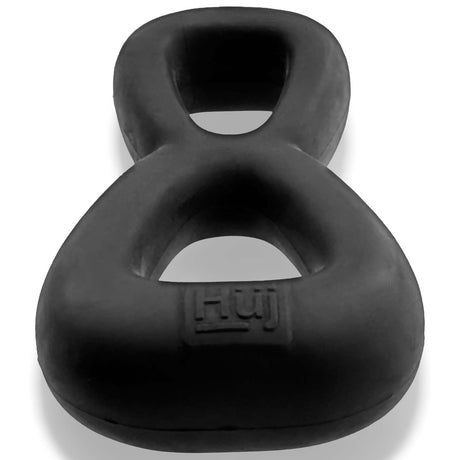 Boomerang Double-Ring Cockring & Nut-Tugger Black