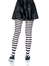 Leg Avenue Nylon Striped Tights, Black & White, One Size - LA-7100BW