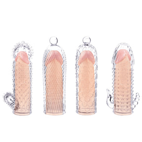 Nasstoys Magic Soft & Stretchy Tickler Sleeves — Clear 4-Pack - NW3228