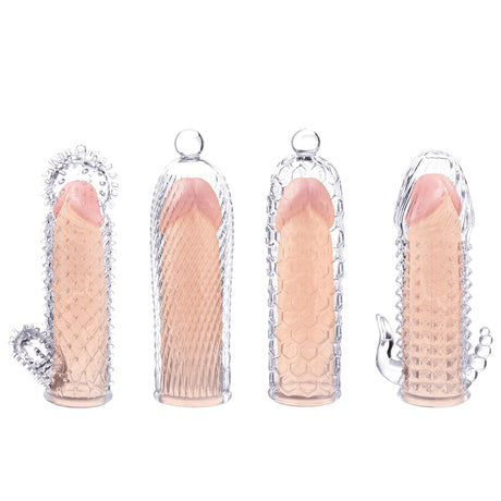 Nasstoys Magic Soft & Stretchy Tickler Sleeves — Clear 4-Pack - NW3228