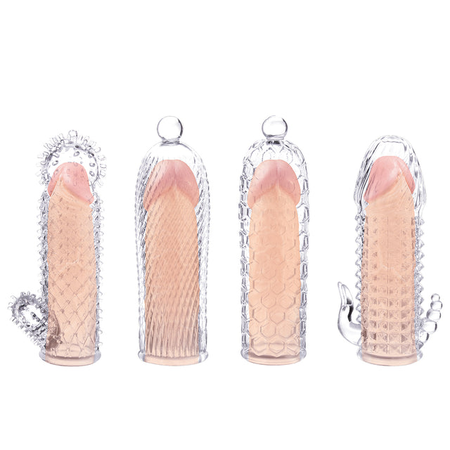 Nasstoys Magic Soft & Stretchy Tickler Sleeves — Clear 4-Pack - NW3228