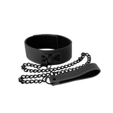 nsnovelties Renegade Bondage Collar with Chain — Black Vinyl - NSN1192-13