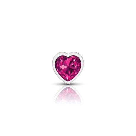 Bright Pink Heart Gem Silver Metal Plug - Sm