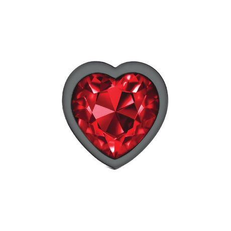 Deep Red Heart Gem Gunmetal Metal Plug - Lg