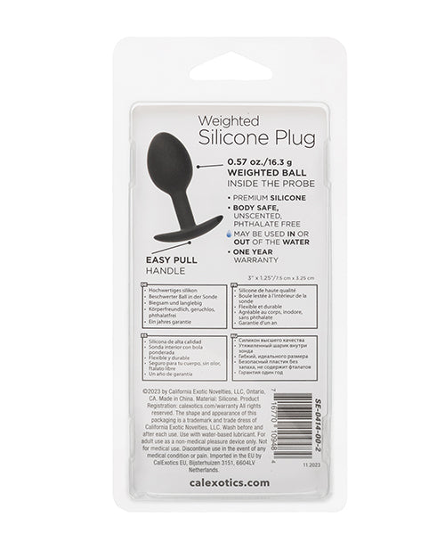 Weighted Silicone Anal Plug - Black by CalExotics Anal Toys