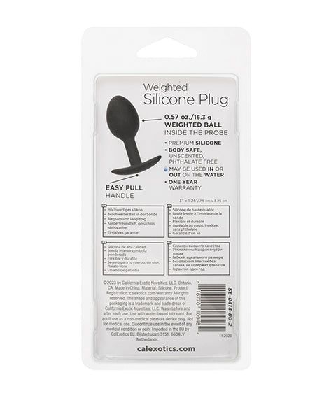 Weighted Silicone Anal Plug - Black by CalExotics Anal Toys
