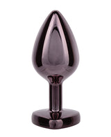 Jewel Large Heart Butt Plug with Black Diamond Accent, Black