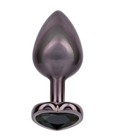Jewel Large Heart Butt Plug with Black Diamond Accent, Black