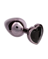Jewel Large Heart Butt Plug with Black Diamond Accent, Black