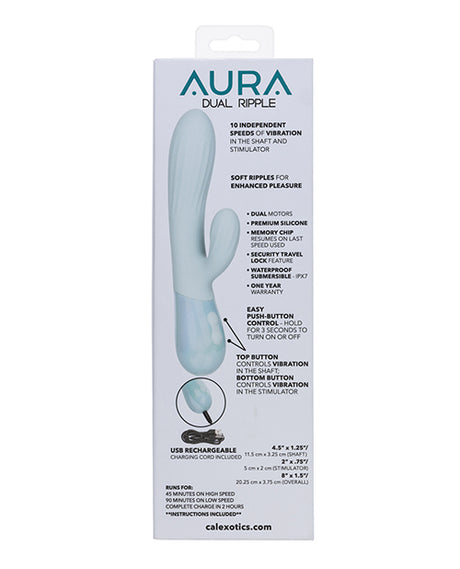Aura Dual Ripple Dual Massager with Rippled Shaft and External Stimulator