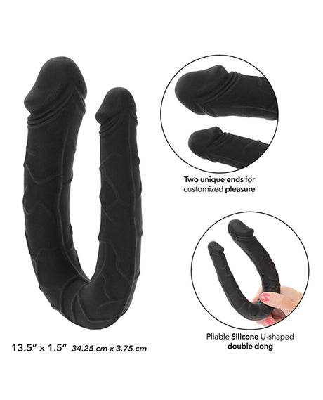 Boundless AC/DC Double Dong — Black U-Shaped Silicone Dildo