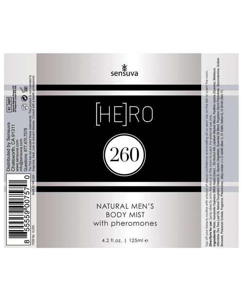 Sensuva Hero 260 Male Body Mist - 4.2 oz by Hero 260