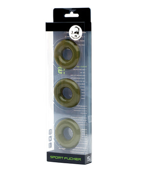 Sport Fucker Chubby Cockring Pack of 3 - Army Green by Sport Fucker