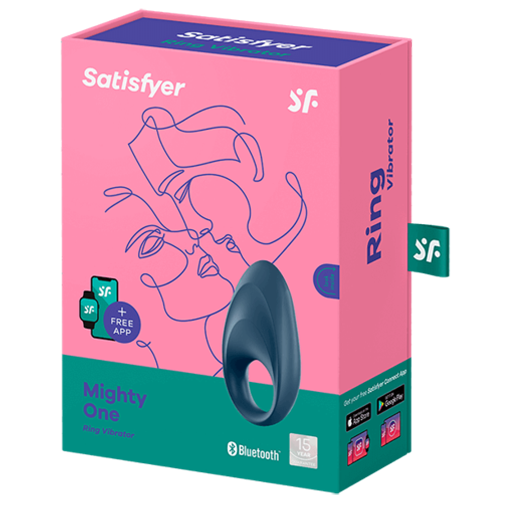 Satisfyer Mighty One Cock Ring — App Control, Blue - J2008-19