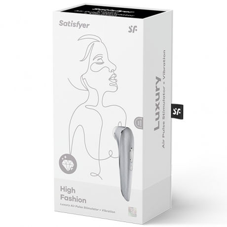 Satisfyer High Fashion Clitoral Stimulator — Silver, Pressure Waves & Vibration - SF7465