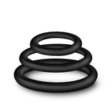 Blush Performance Pure Silicone Cock Ring Set — 3 Sizes, Black - BL-370815